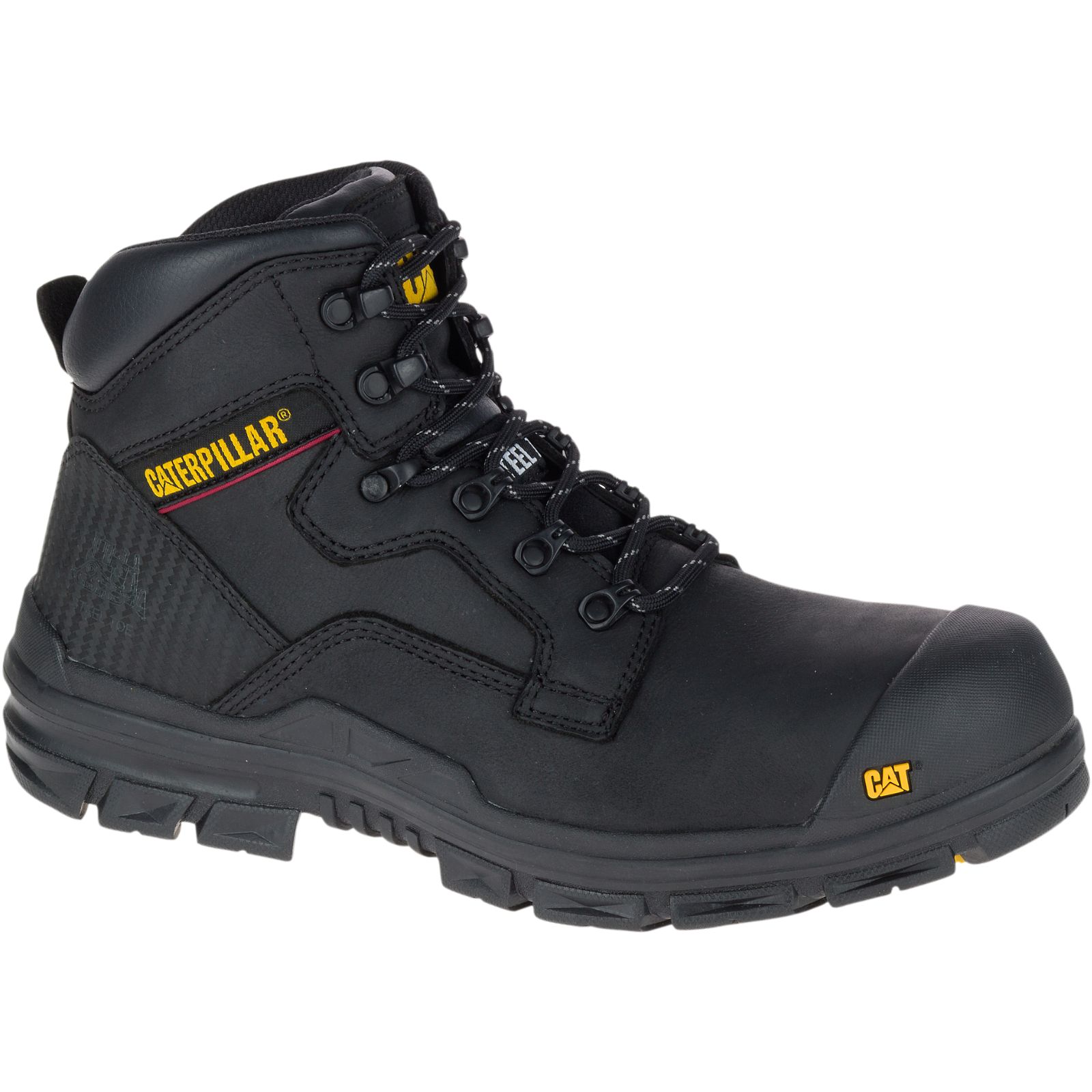 Caterpillar Boots Sale - Caterpillar Bearing S3 Water Resistant Hro Src Steel Toe Mens Work Boots Black (152839-LSR)